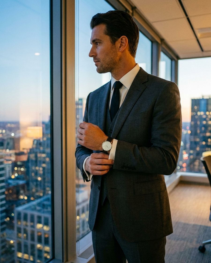 Man in a suit wearing a dress watch — ChronoSeasons Dress Watches