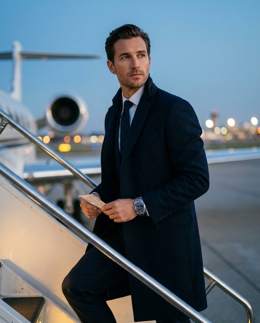Executive traveller wearing a GMT watch — ChronoSeasons GMT Watches