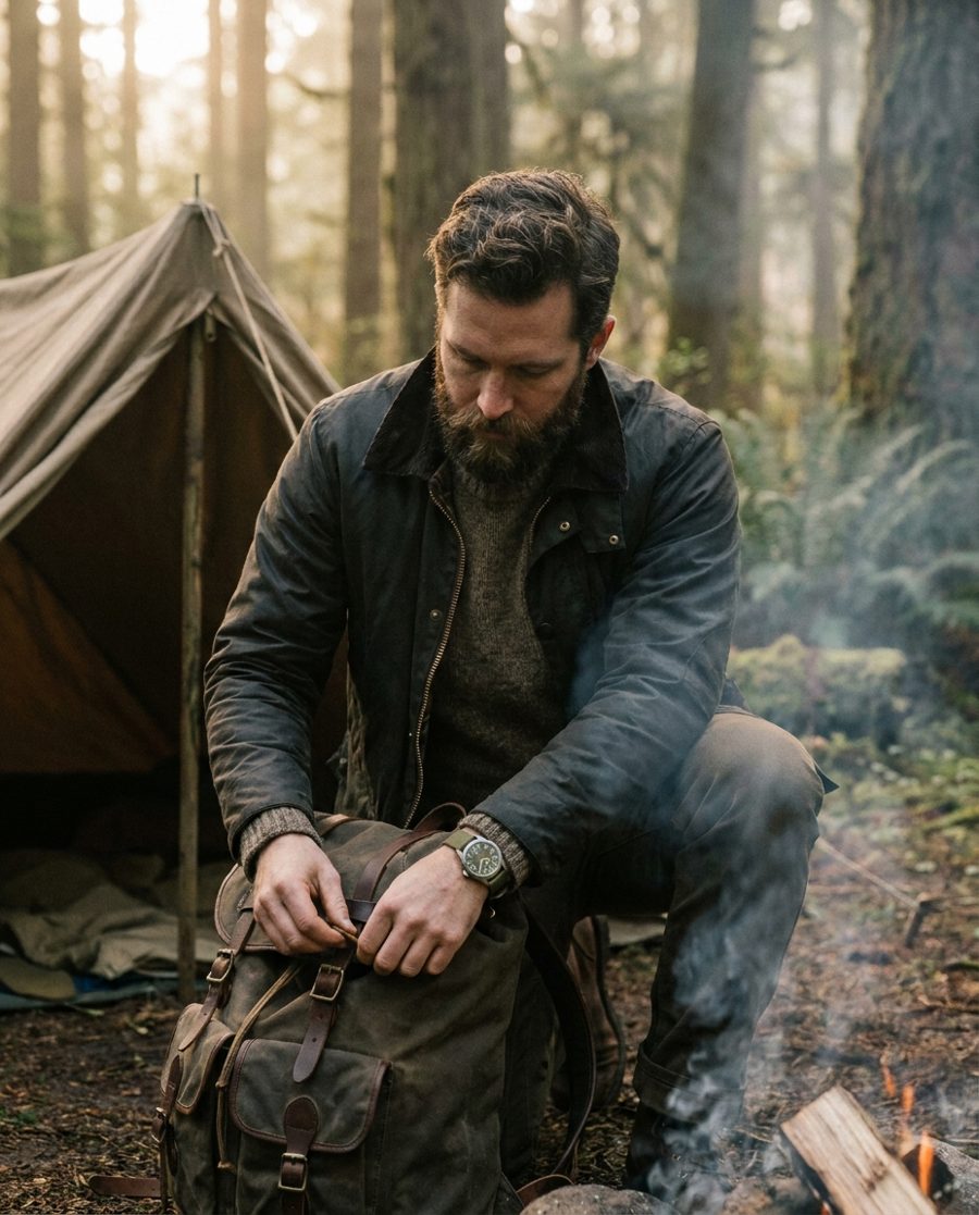 Man outdoors wearing a field watch — ChronoSeasons Field Watches