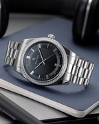 Paul Rich Legacy Silver Black — 40mm Crystal-Set Quartz Watch