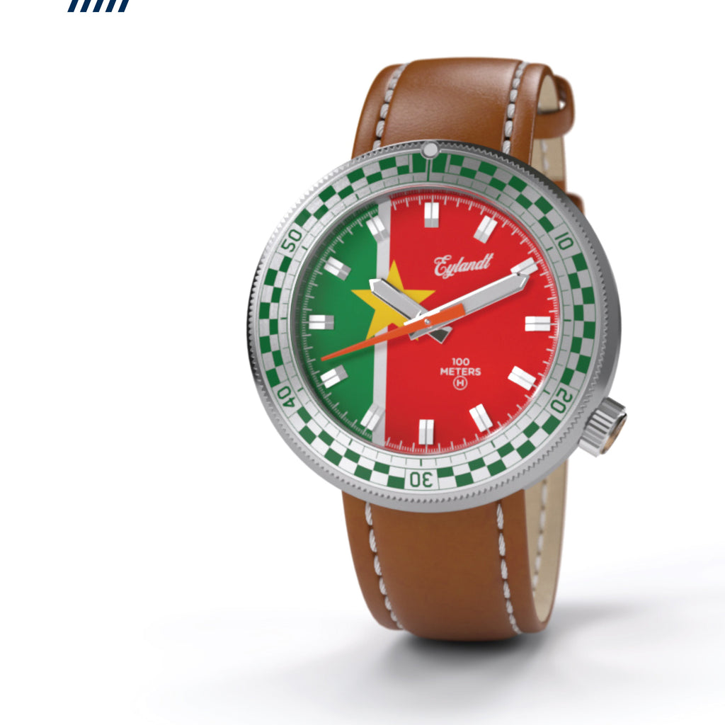 Hemel Snelway SRNM red-dial no-lug quartz field watch