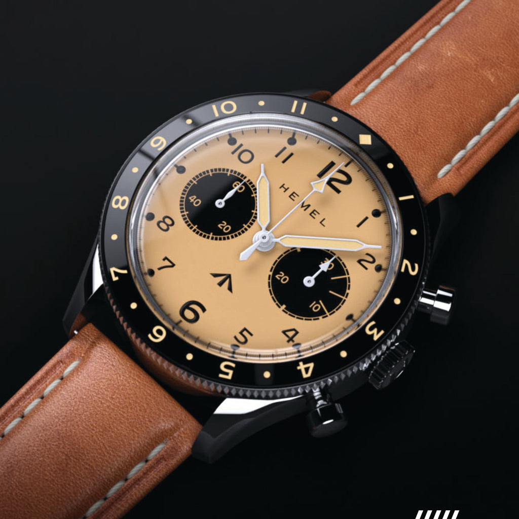 Hemel Airfoil — Hand-Wound Pilot Chronograph, Full-Lume Ivory Dial (ST19)
