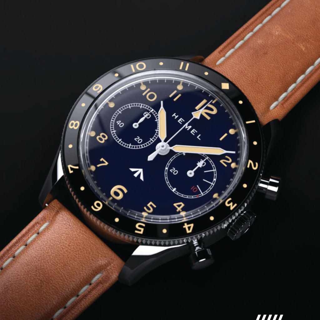 Hemel Airfoil — Hand-Wound Pilot Chronograph, Full-Lume Ivory Dial (ST19)