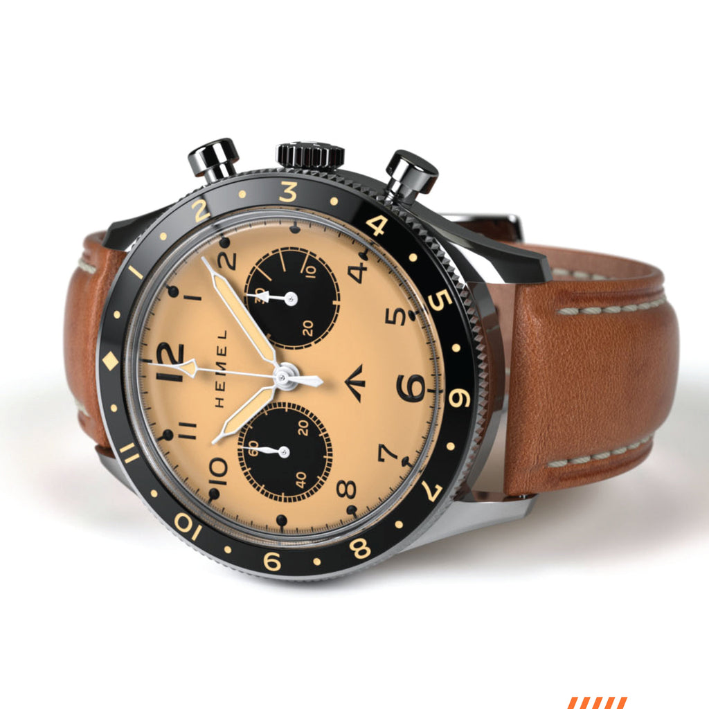 Hemel Airfoil — Hand-Wound Pilot Chronograph, Full-Lume Ivory Dial (ST19)