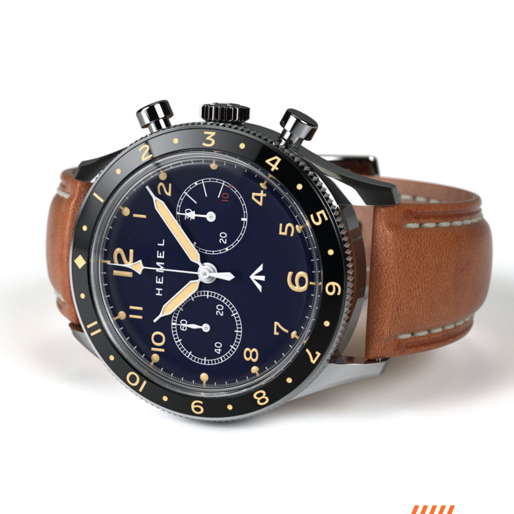 Hemel Airfoil — Hand-Wound Pilot Chronograph, Full-Lume Ivory Dial (ST19)