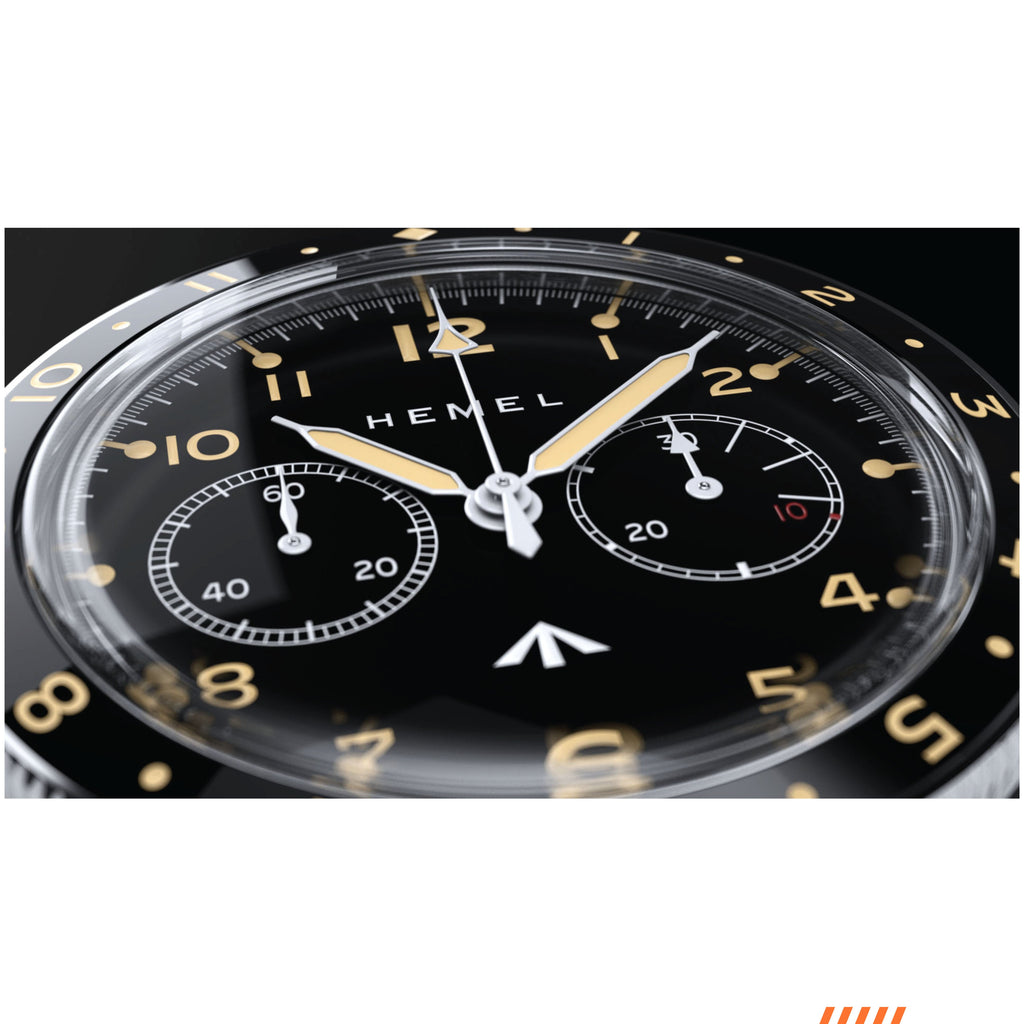 Hemel Airfoil — Hand-Wound Pilot Chronograph, Full-Lume Ivory Dial (ST19)