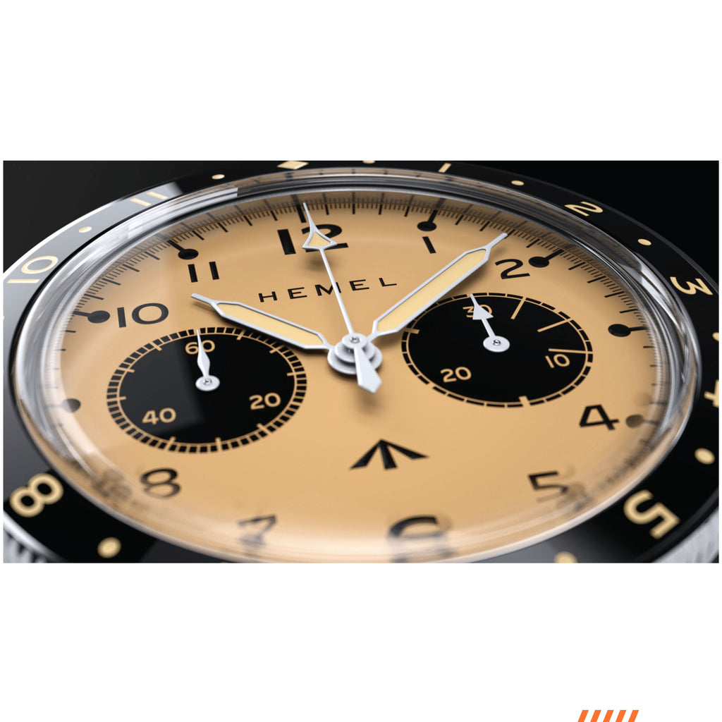 Hemel Airfoil — Hand-Wound Pilot Chronograph, Full-Lume Ivory Dial (ST19)