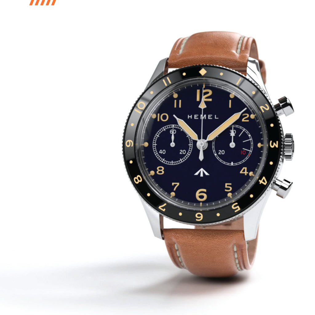Hemel Airfoil — Hand-Wound Pilot Chronograph, Full-Lume Ivory Dial (ST19)