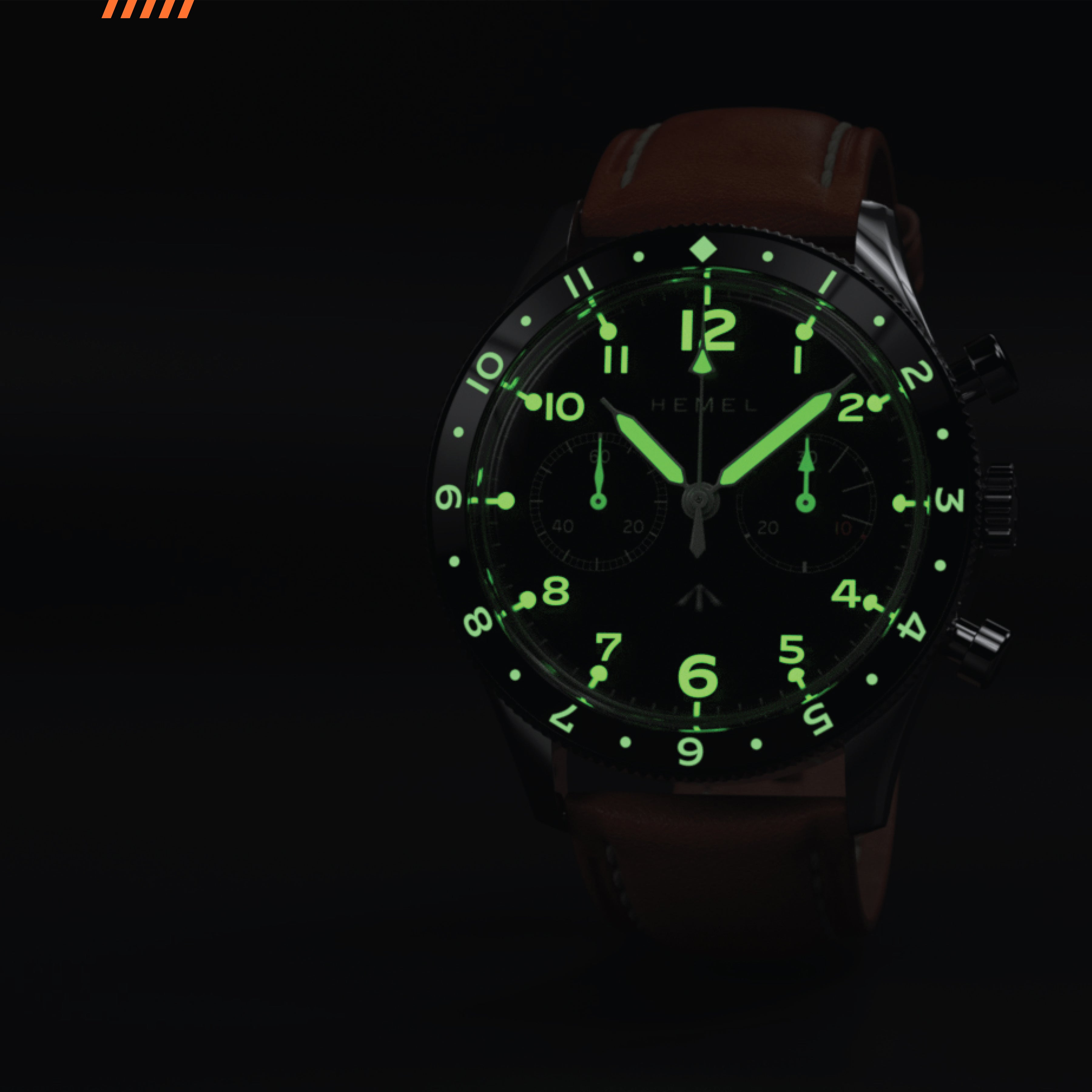 Hemel Airfoil — Hand-Wound Pilot Chronograph, Full-Lume Ivory Dial (ST19)