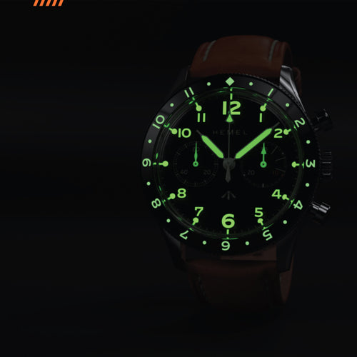 Hemel Airfoil — Hand-Wound Pilot Chronograph, Full-Lume Ivory Dial (ST19)