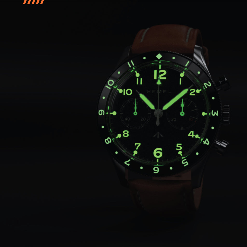 Hemel Airfoil — Hand-Wound Pilot Chronograph, Full-Lume Ivory Dial (ST19)