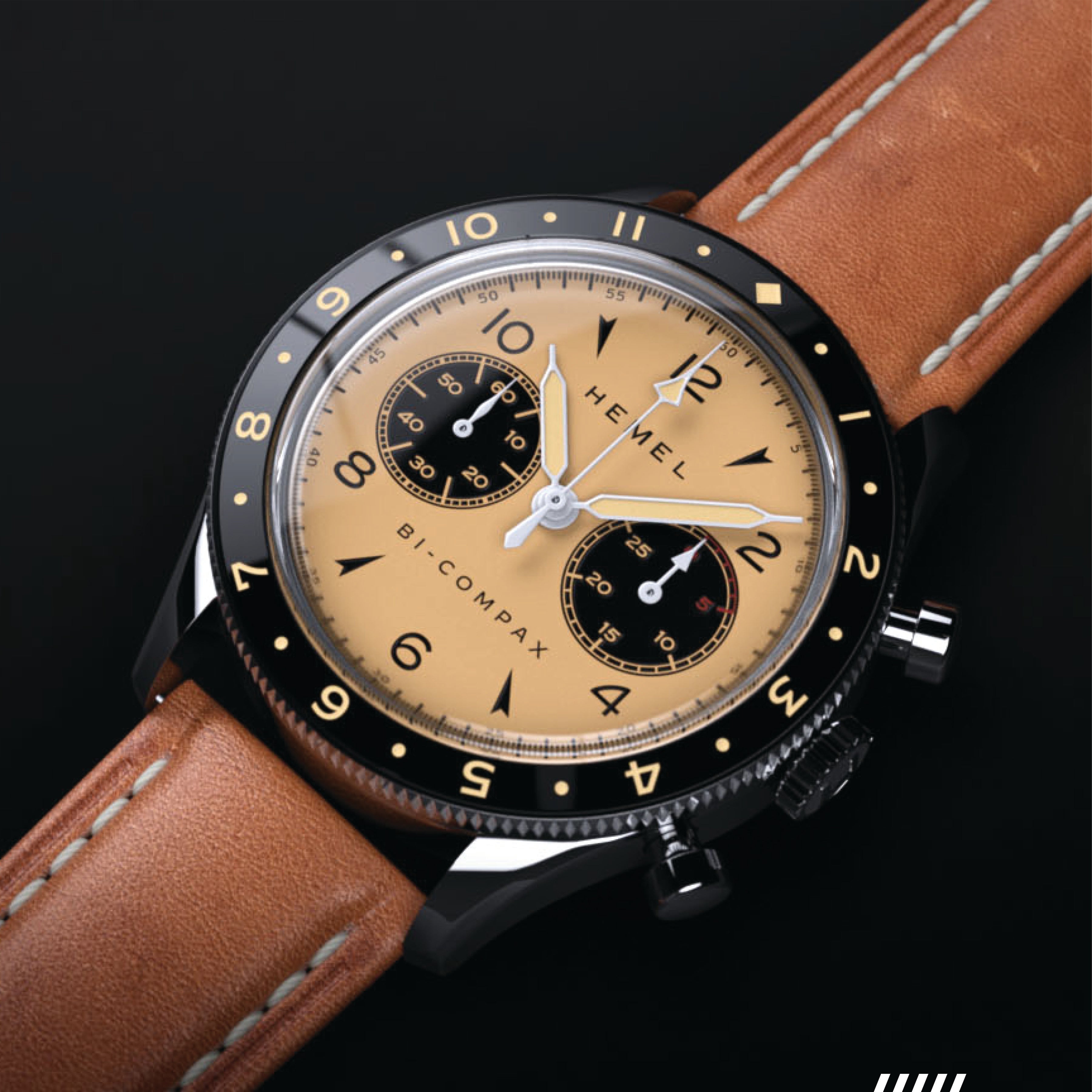 Hemel Air Wing — 40mm Hand-Wound Pilot Chronograph, Swan-Neck (ST19)
