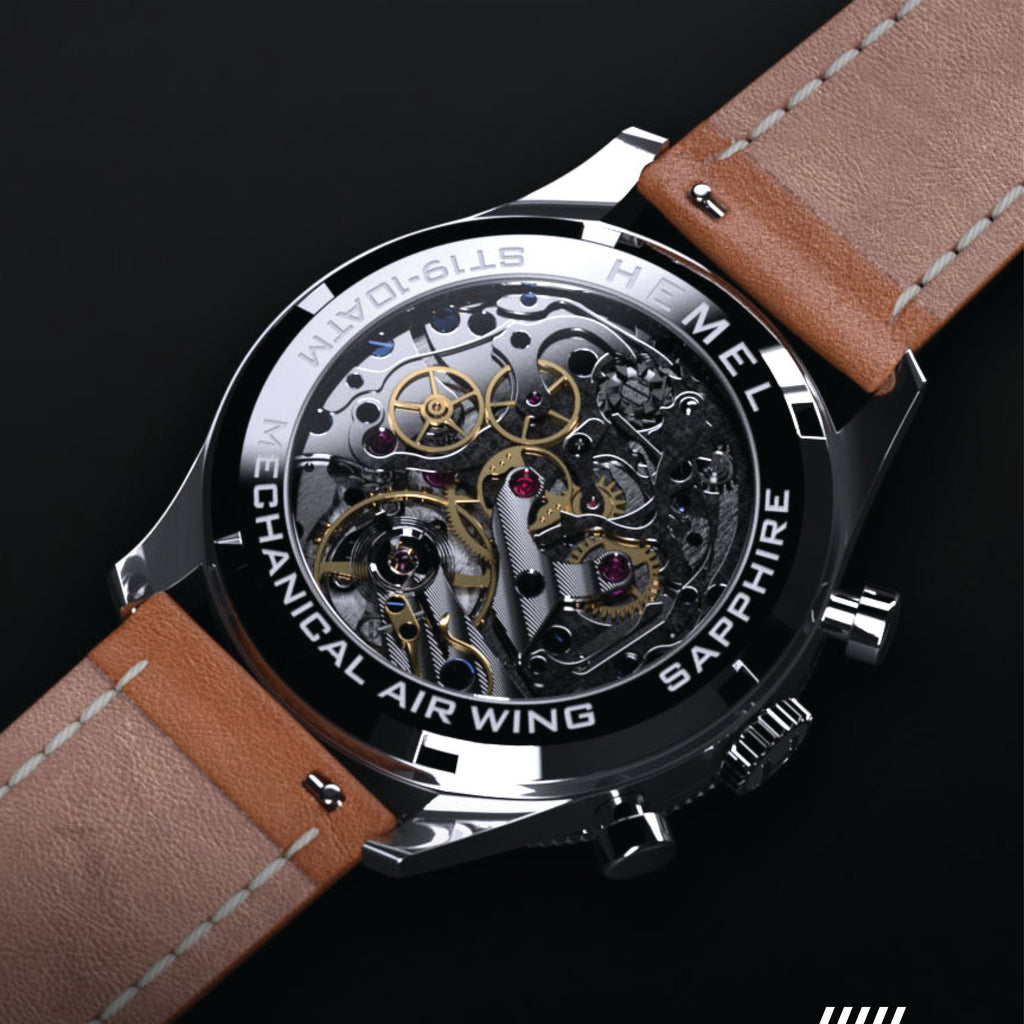 Hemel Air Wing — 40mm Hand-Wound Pilot Chronograph, Swan-Neck (ST19)