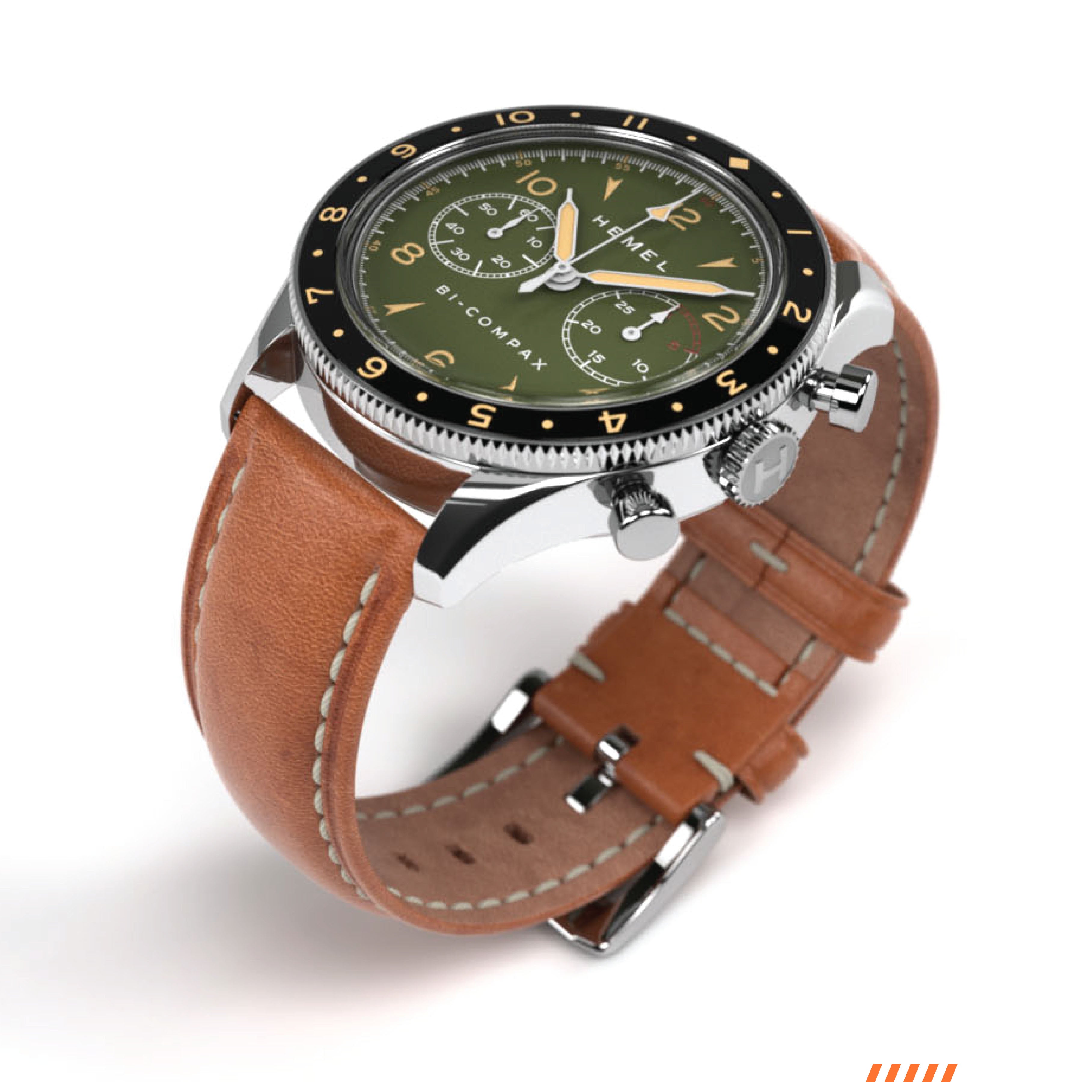 Hemel Air Wing — 40mm Hand-Wound Pilot Chronograph, Swan-Neck (ST19)