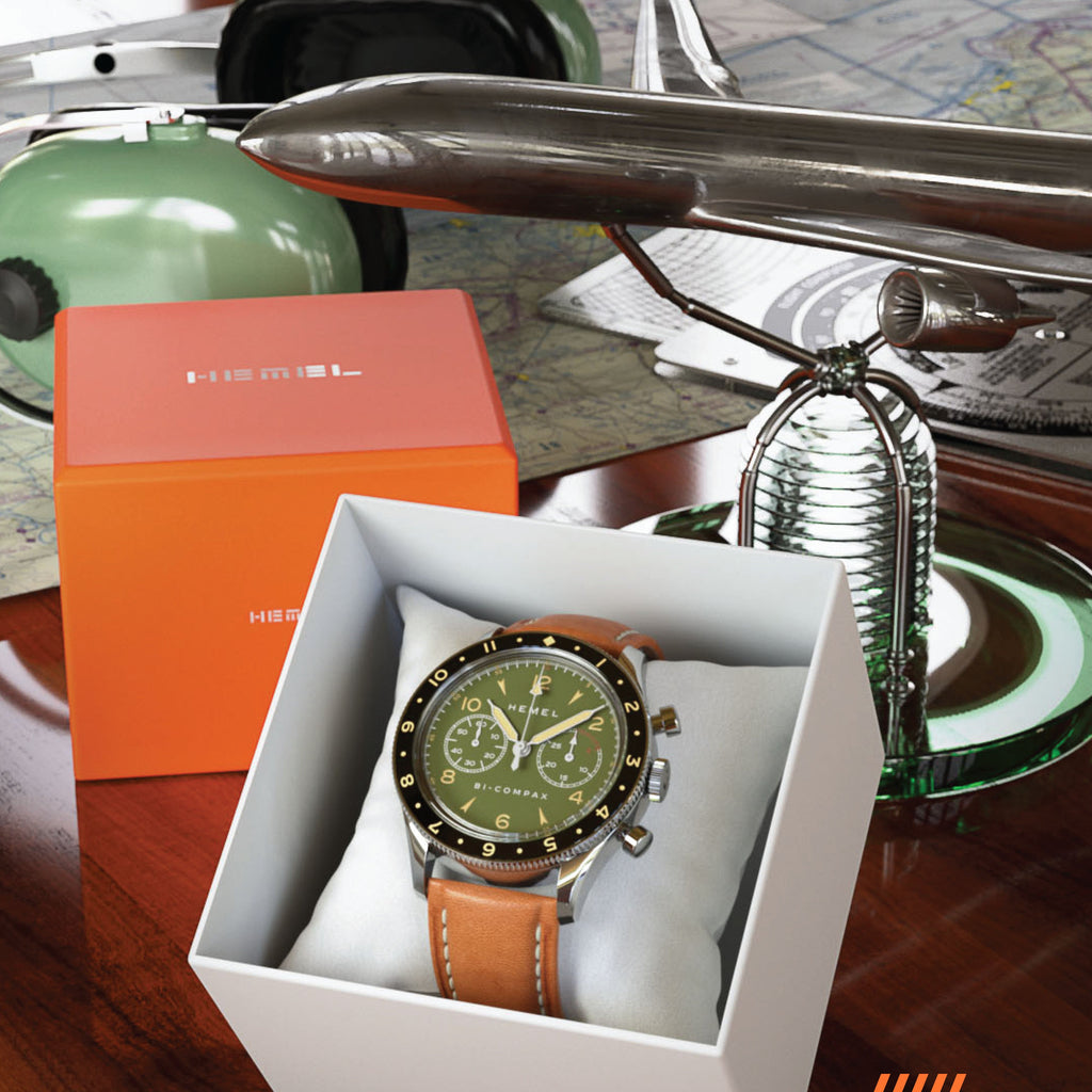 Hemel Air Wing — 40mm Hand-Wound Pilot Chronograph, Swan-Neck (ST19)