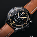 Hemel Air Defense — 40mm Hand-Wound Pilot Chronograph, Piano-Black Dial (ST19)