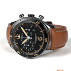 Hemel Air Defense — 40mm Hand-Wound Pilot Chronograph, Piano-Black Dial (ST19)