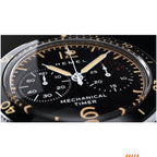 Hemel Air Defense — 40mm Hand-Wound Pilot Chronograph, Piano-Black Dial (ST19)