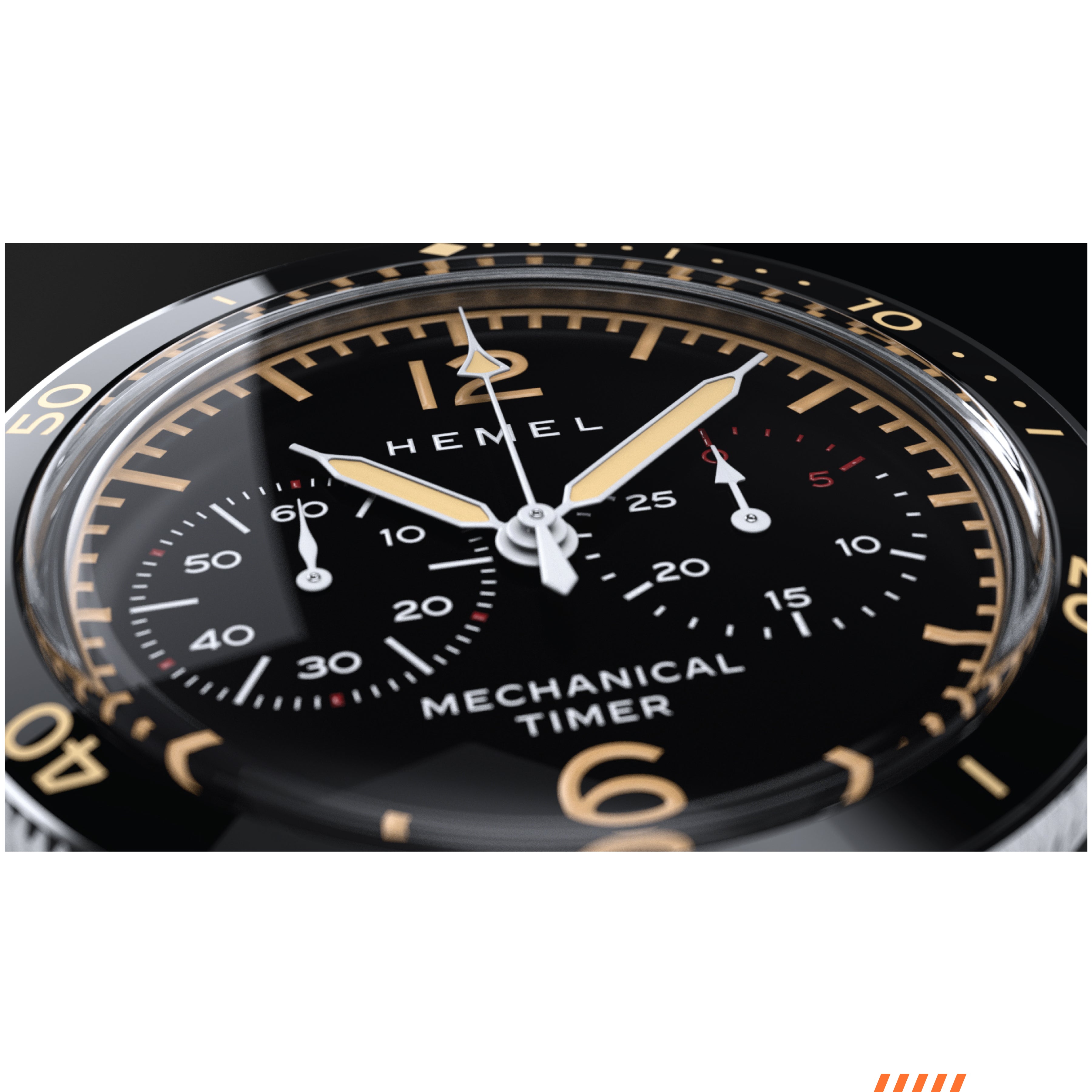 Hemel Air Defense — 40mm Hand-Wound Pilot Chronograph, Piano-Black Dial (ST19)