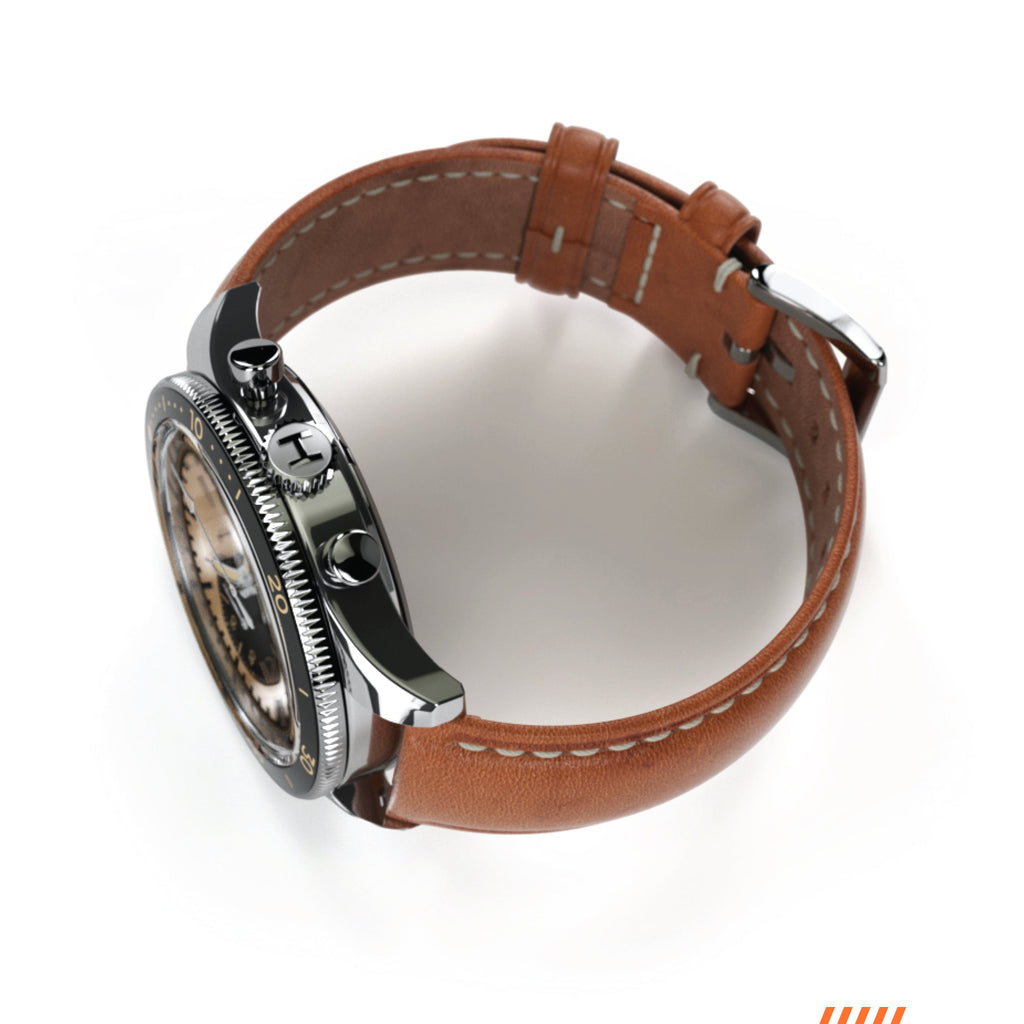 Hemel Air Defense — 40mm Hand-Wound Pilot Chronograph, Piano-Black Dial (ST19)