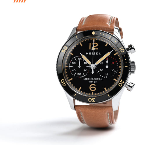 Hemel Air Defense piano-black hand-wound pilot chronograph
