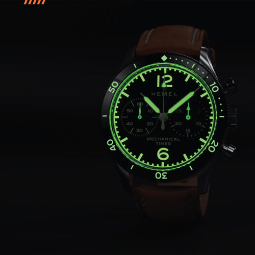 Hemel Air Defense — 40mm Hand-Wound Pilot Chronograph, Piano-Black Dial (ST19)