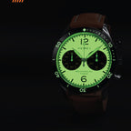 Hemel Air Defense — 40mm Hand-Wound Pilot Chronograph, Piano-Black Dial (ST19)