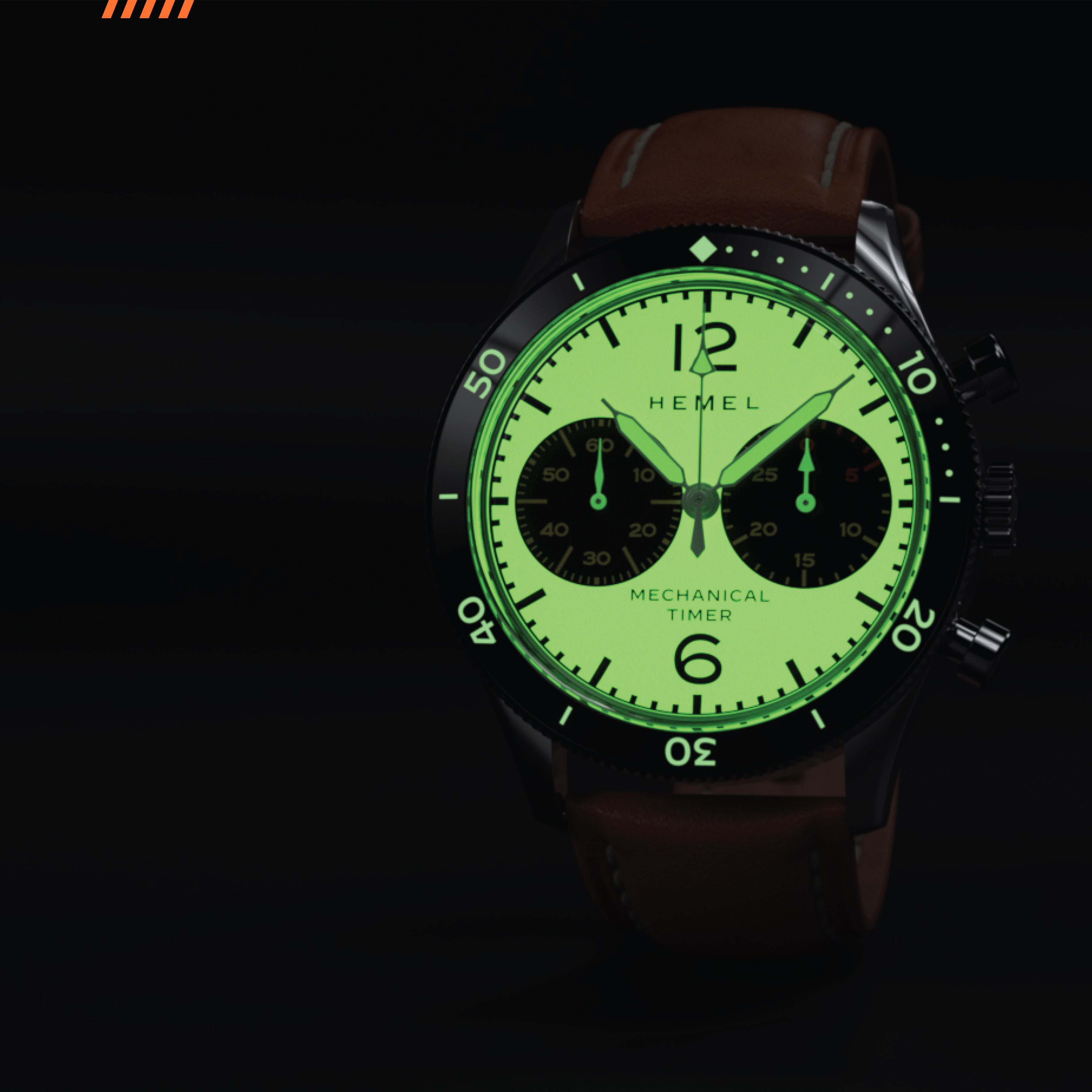 Hemel Air Defense — 40mm Hand-Wound Pilot Chronograph, Piano-Black Dial (ST19)