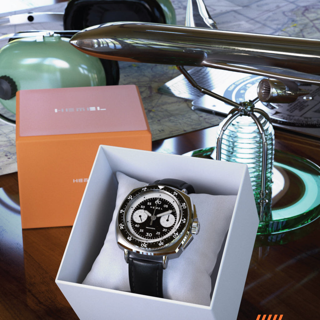 Hemel Sky Racer — 43mm Hand-Wound Panda Chronograph (ST19)