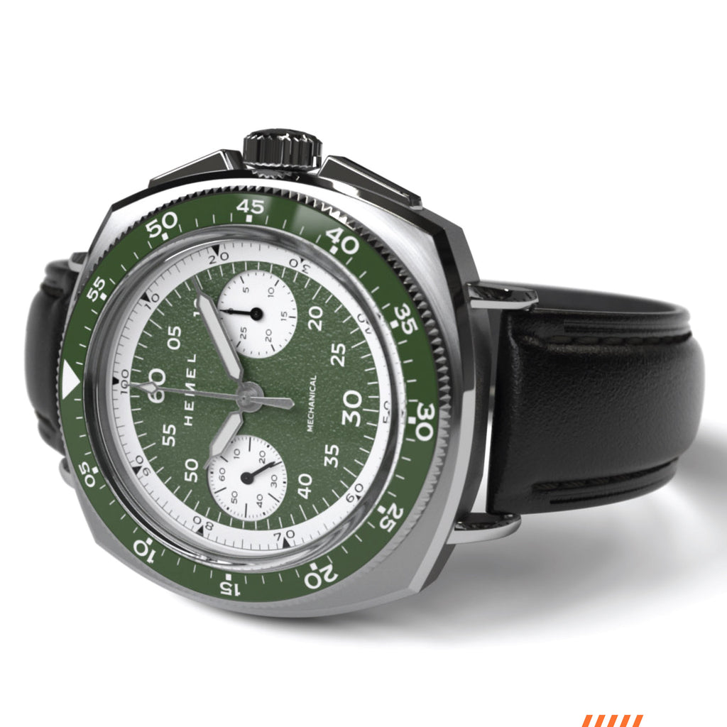 Hemel Sky Racer — 43mm Hand-Wound Panda Chronograph (ST19)