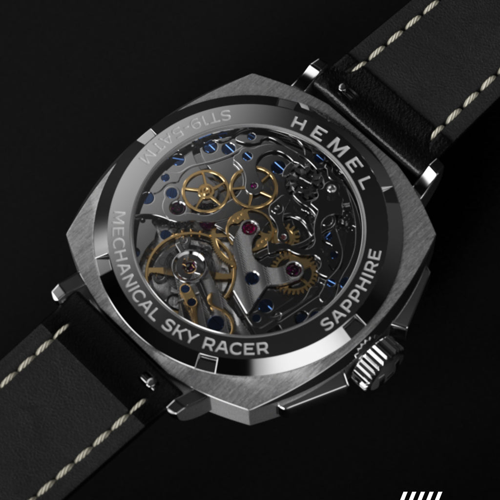 Hemel Sky Racer — 43mm Hand-Wound Panda Chronograph (ST19)