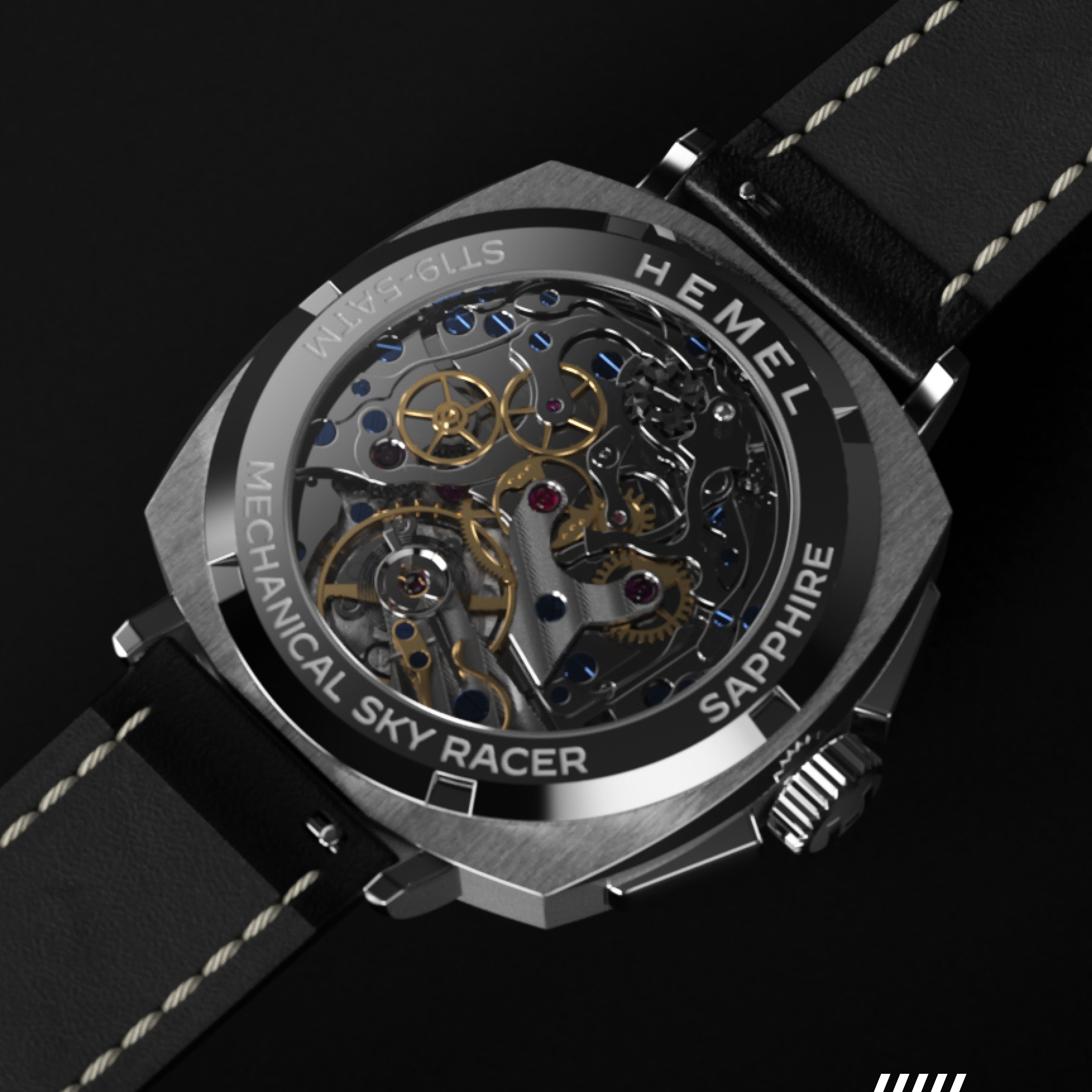 Hemel Sky Racer — 43mm Hand-Wound Panda Chronograph (ST19)
