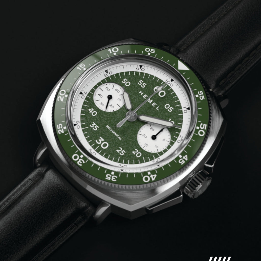 Hemel Sky Racer — 43mm Hand-Wound Panda Chronograph (ST19)