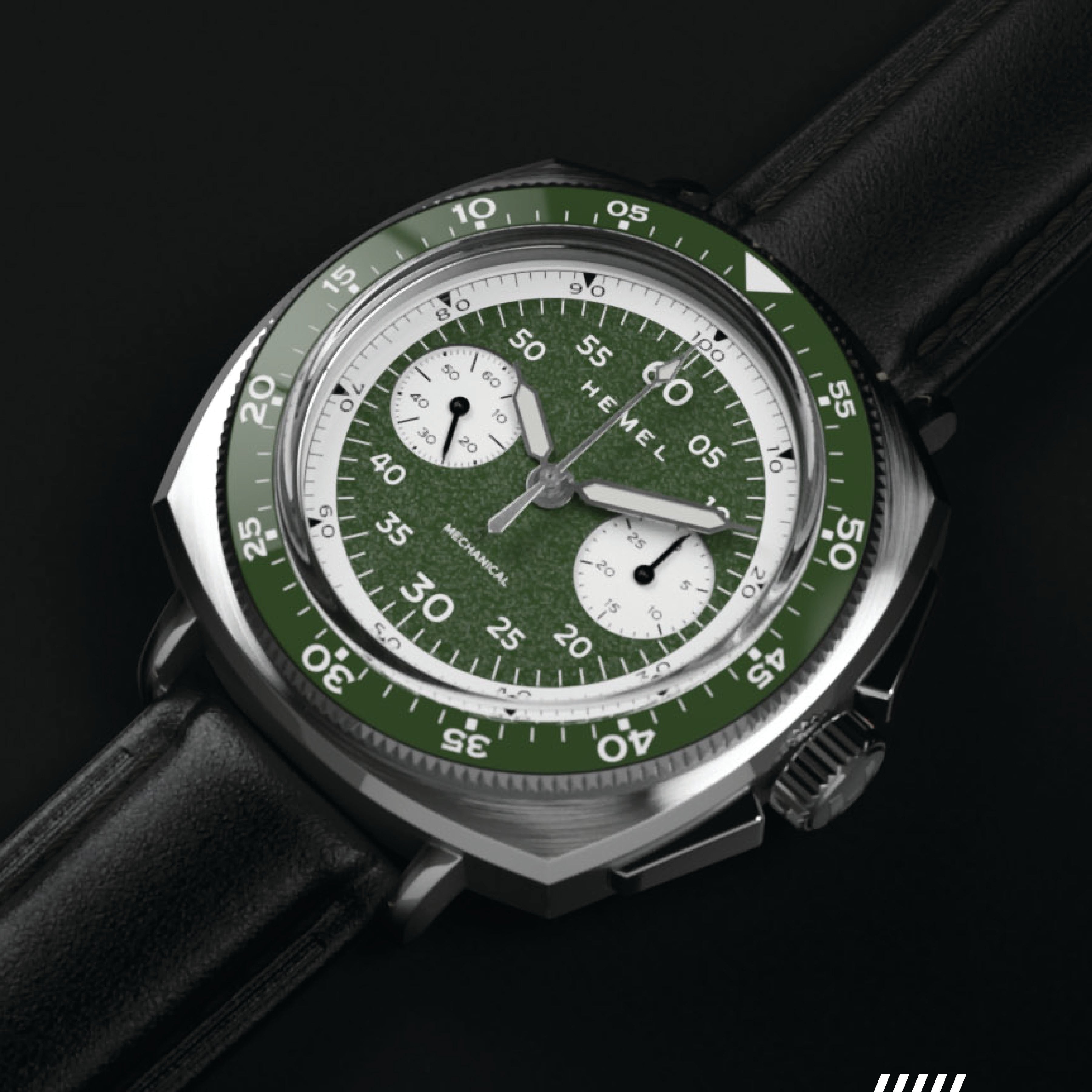 Hemel Sky Racer — 43mm Hand-Wound Panda Chronograph (ST19)