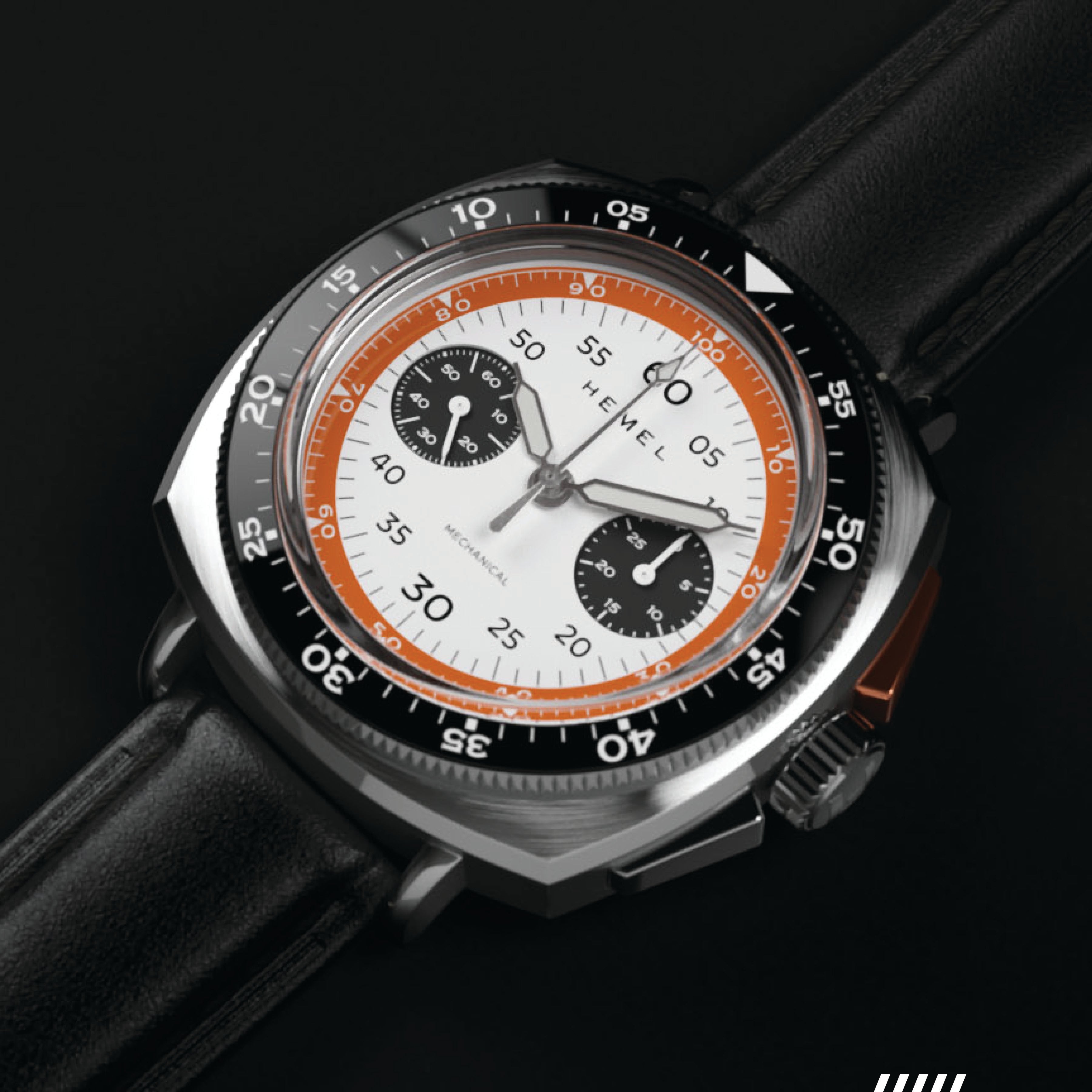 Hemel Sky Racer — 43mm Hand-Wound Panda Chronograph (ST19)