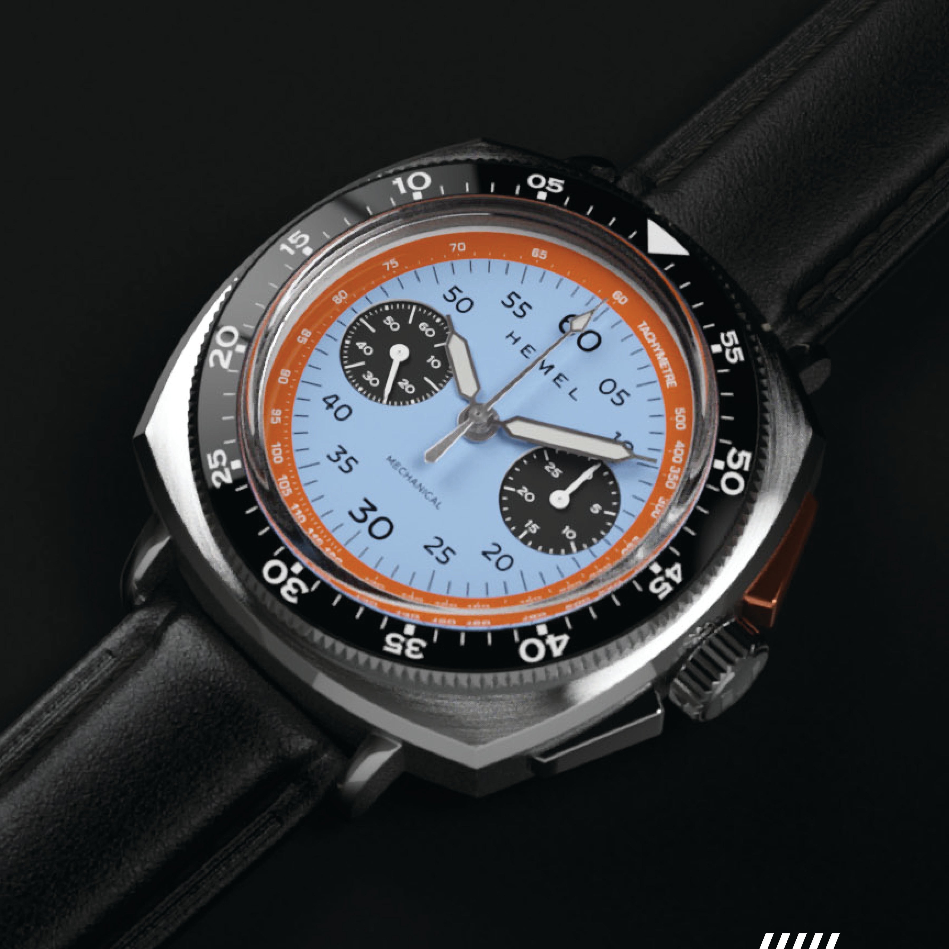 Hemel Sky Racer — 43mm Hand-Wound Panda Chronograph (ST19)