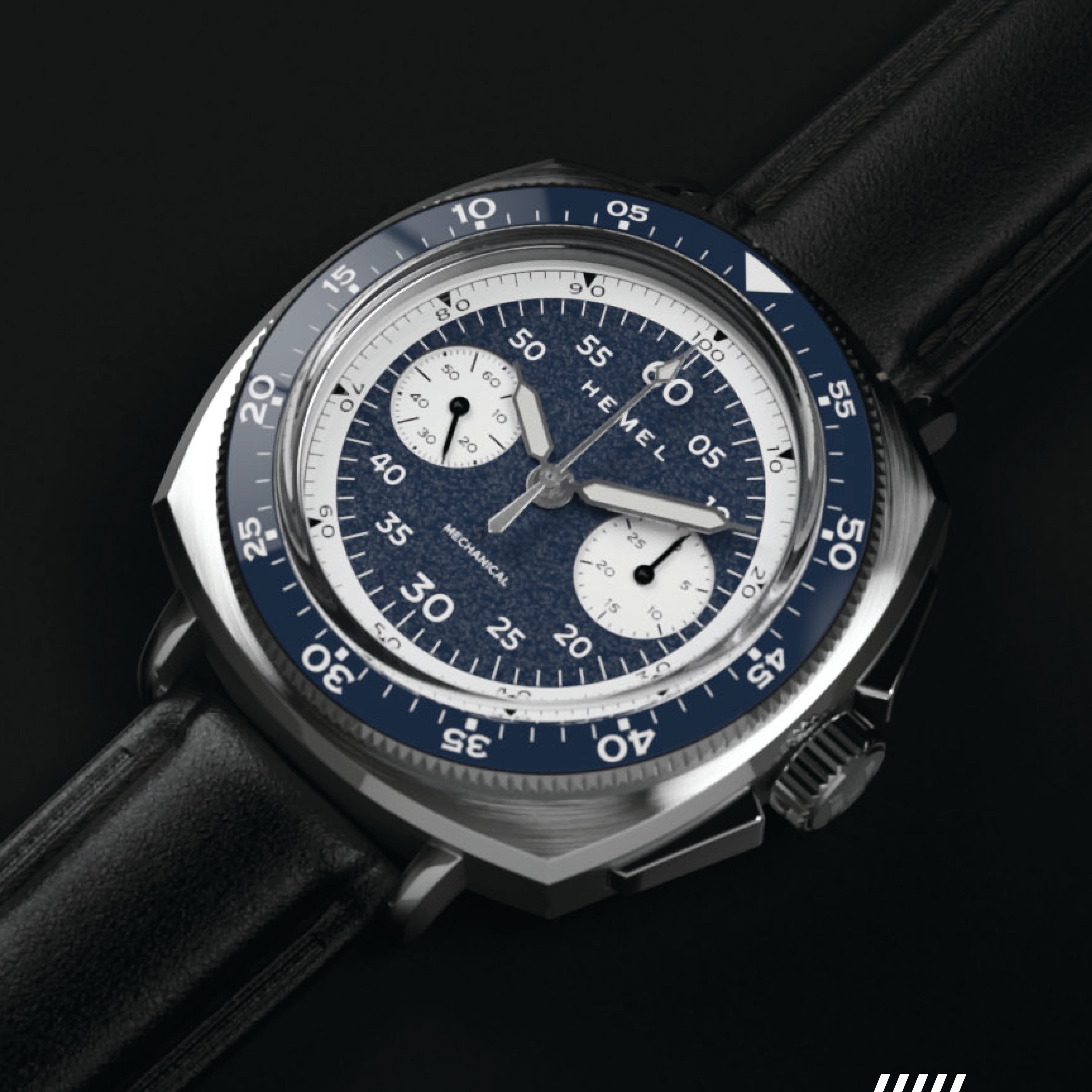 Hemel Sky Racer — 43mm Hand-Wound Panda Chronograph (ST19)