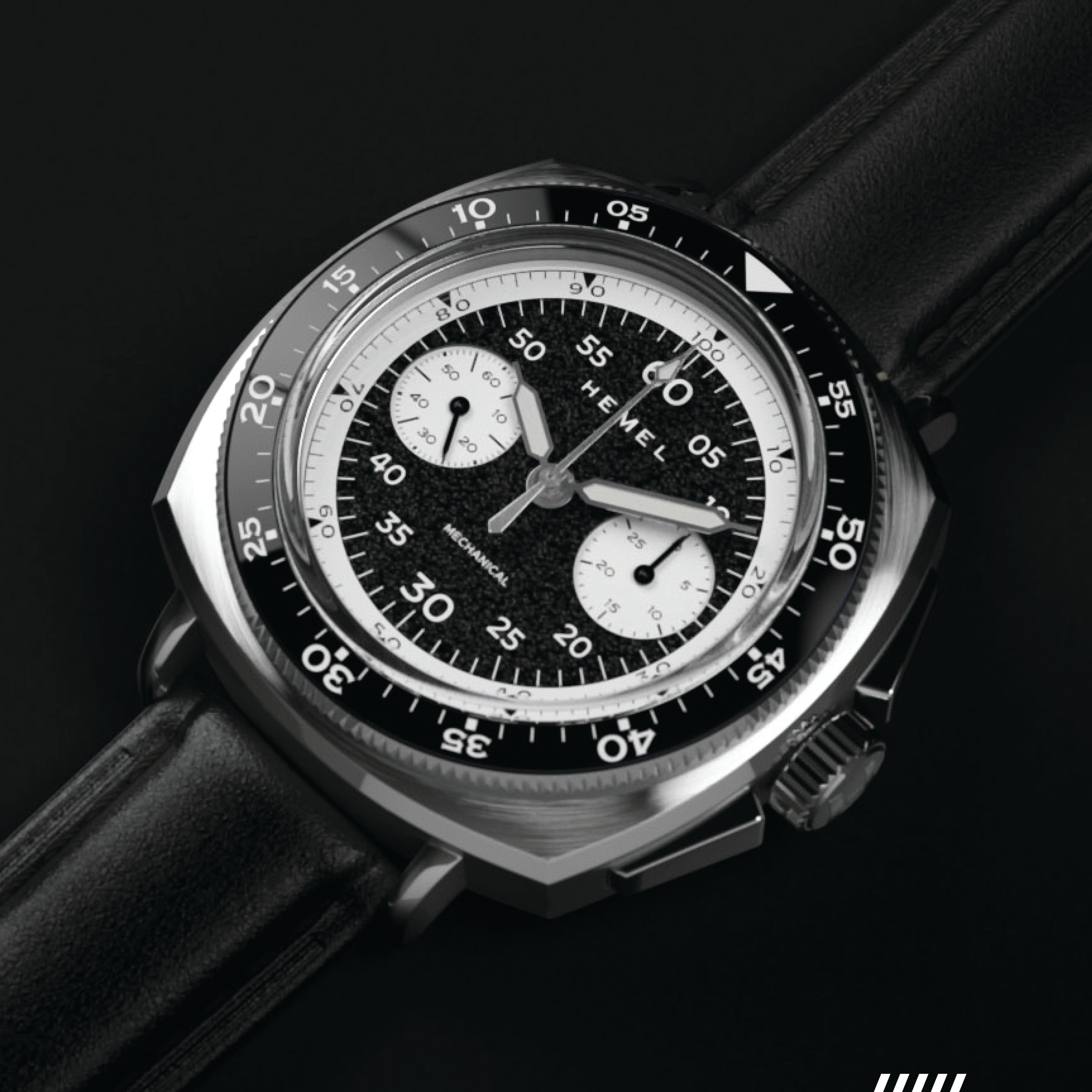 Hemel Sky Racer — 43mm Hand-Wound Panda Chronograph (ST19)