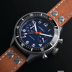Hemel HFT20 Pilot Chronograph — 42mm Mecaquartz, Navy Dial