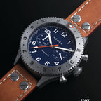 Hemel HFT20 Pilot Chronograph — 42mm Mecaquartz, Navy Dial