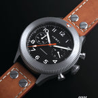 Hemel HFT20 Pilot Chronograph — 42mm Mecaquartz, Black Dial