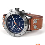 Hemel HFT20 Pilot Chronograph — 42mm Mecaquartz, Navy Dial