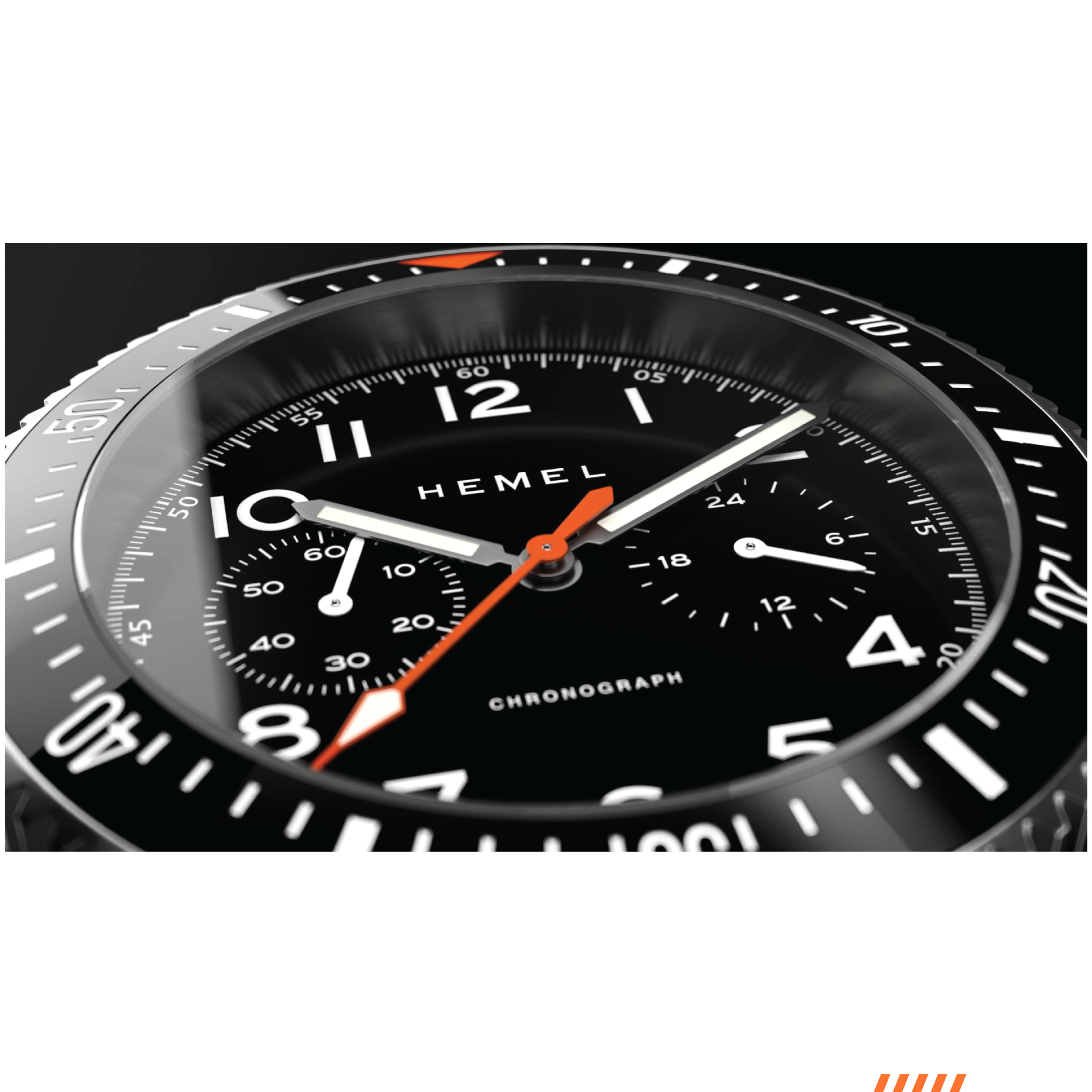 Hemel HFT20 Pilot Chronograph — 42mm Mecaquartz, Black Dial