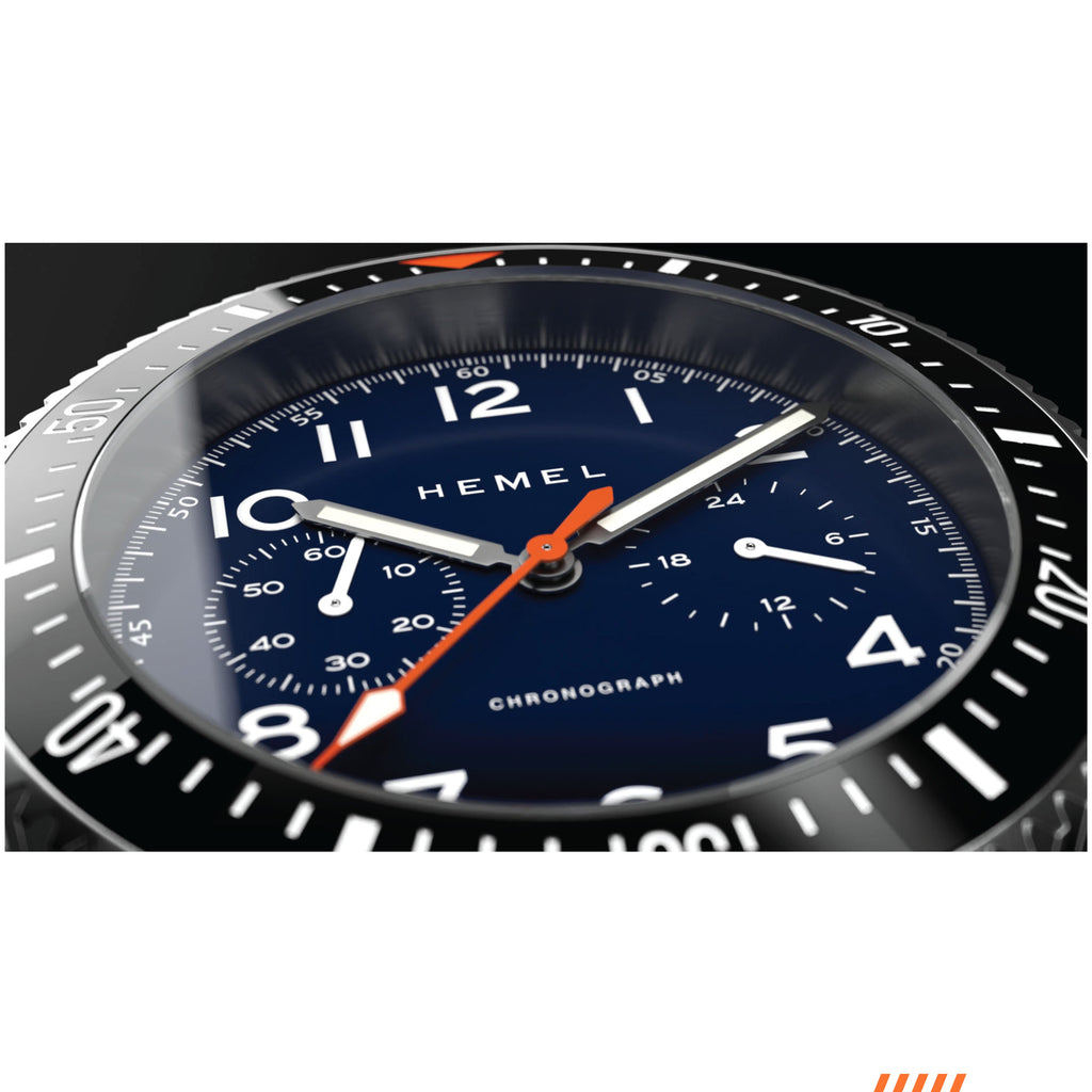 Hemel HFT20 Pilot Chronograph — 42mm Mecaquartz, Navy Dial