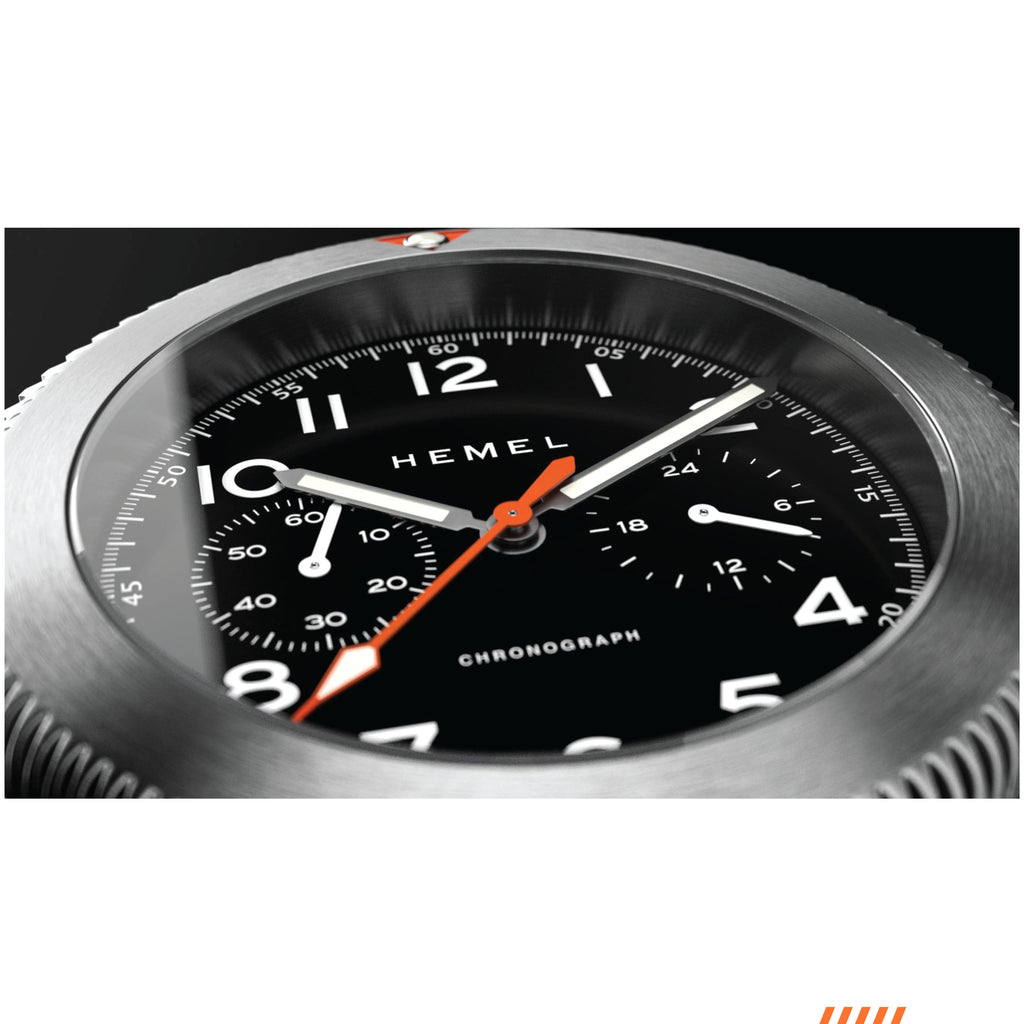 Hemel HFT20 Pilot Chronograph — 42mm Mecaquartz, Black Dial
