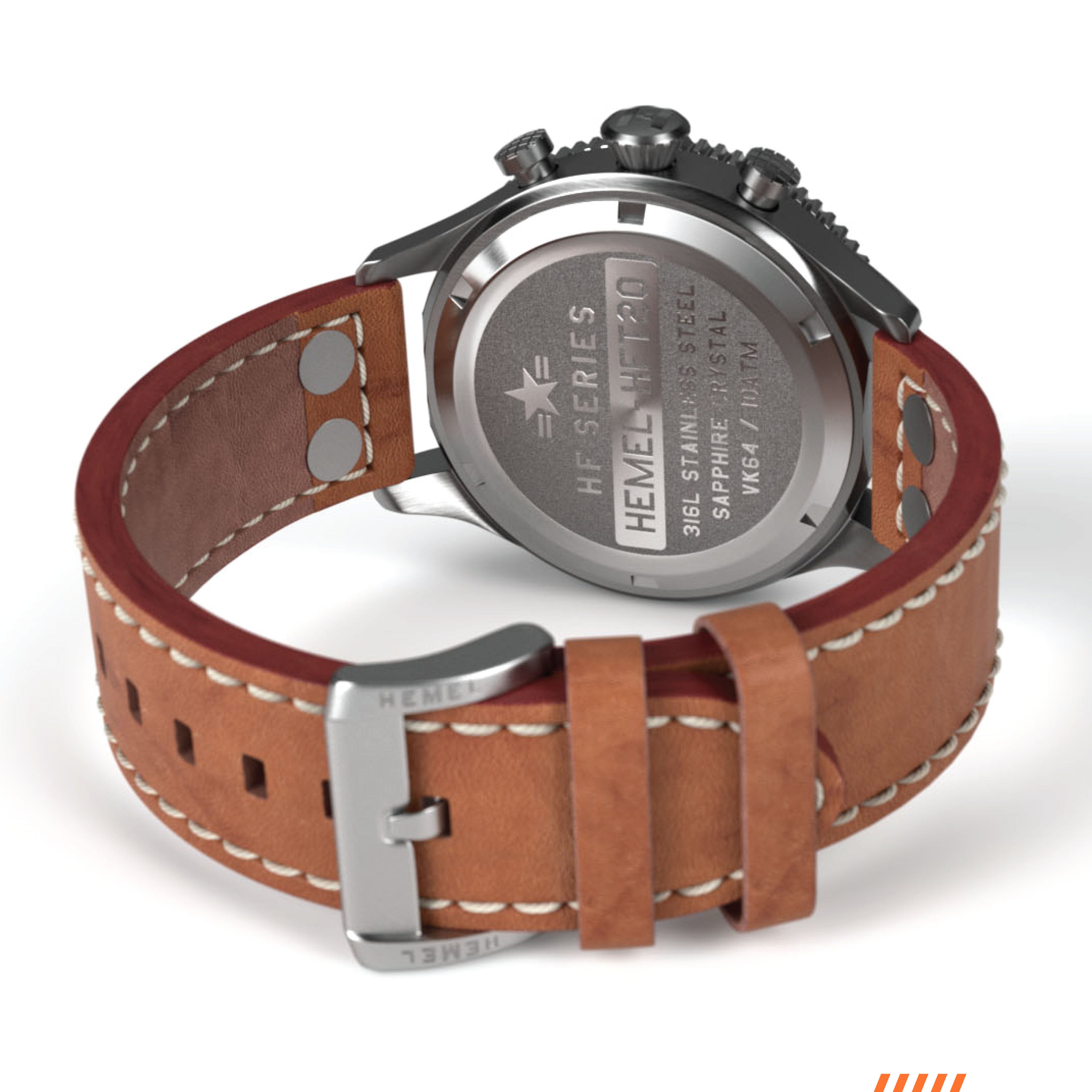 Hemel HFT20 Pilot Chronograph — 42mm Mecaquartz, Navy Dial