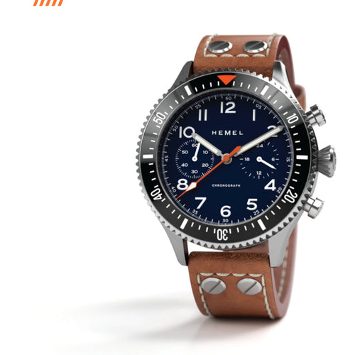 Hemel HFT20 navy-dial mecaquartz pilot chronograph