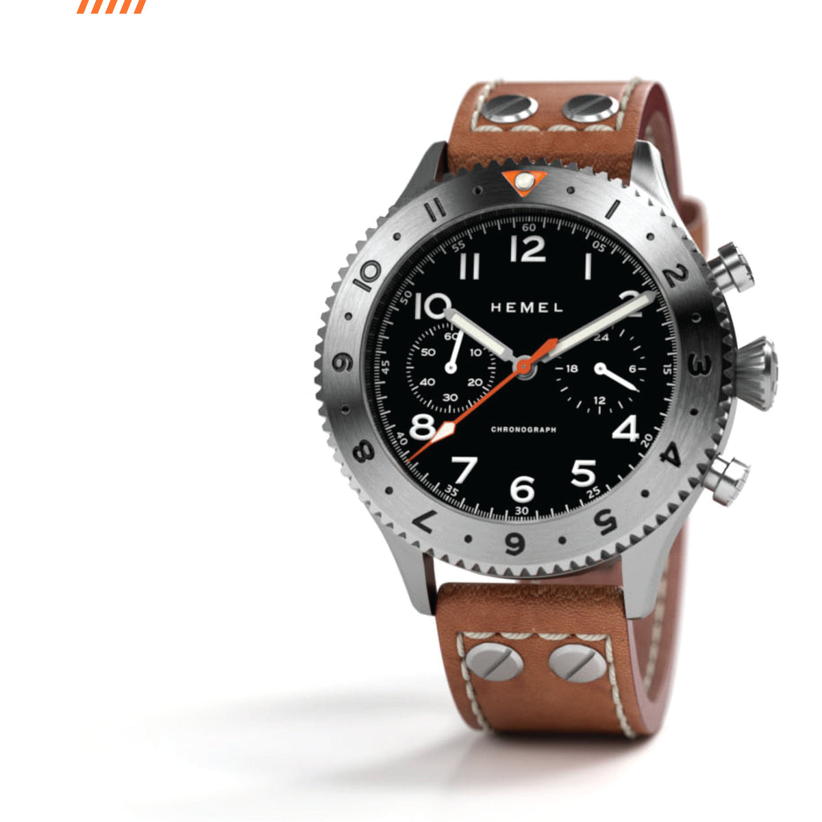 Hemel HFT20 Pilot Chronograph — 42mm Mecaquartz, Black Dial