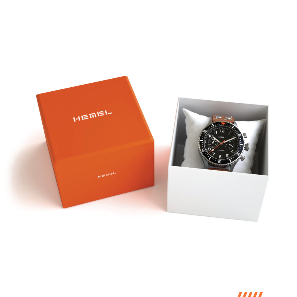Hemel HFT20 Pilot Chronograph — 42mm Mecaquartz, Black Dial