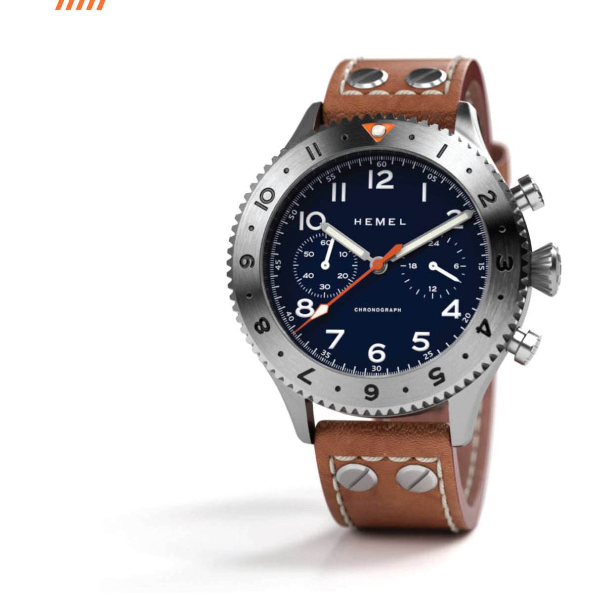 Hemel HFT20 Pilot Chronograph — 42mm Mecaquartz, Navy Dial